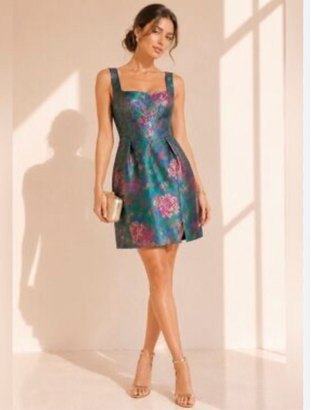 Lulu's Floral Satin Cocktail Mini Dress NWT Size S